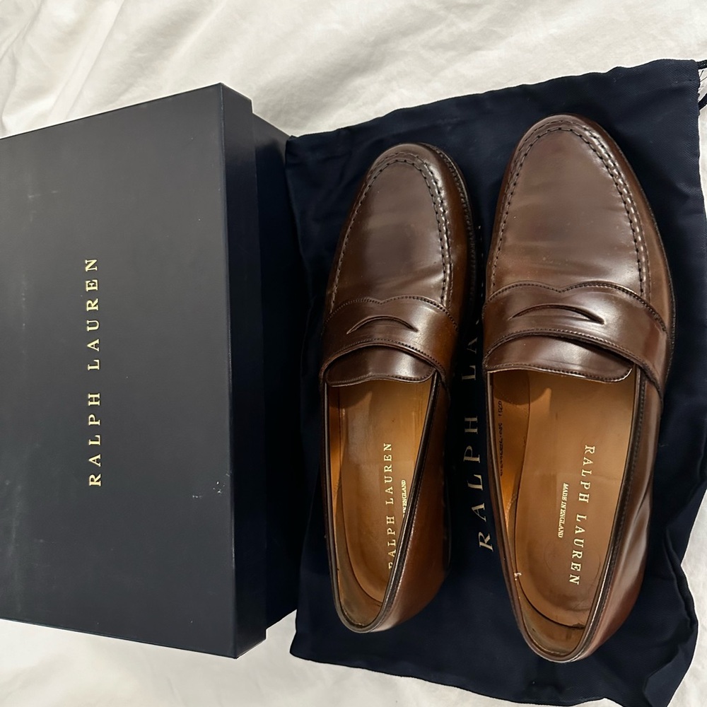 Ralph Lauren Shell Cordovan Marlow Penny Loafers US 11.5D by Crockett & Jones